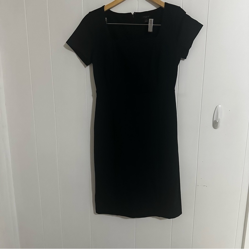 Ann Taylor Black Sheath Mini Dress Square Neck